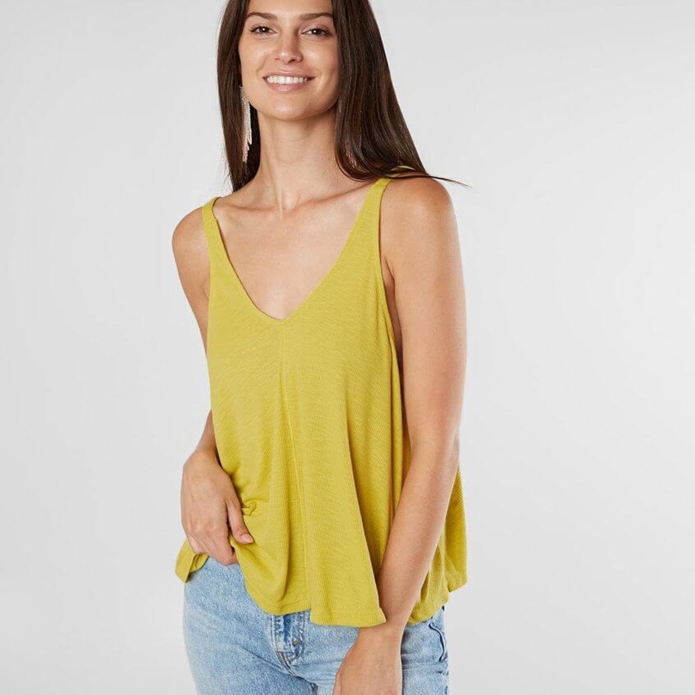 Free People Dani Swing Tank Top V Neck Green